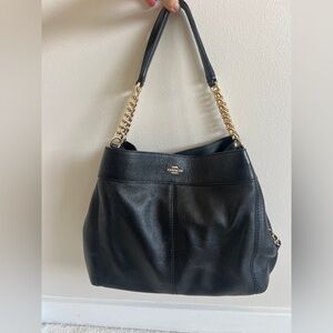 Coach Lexy Black Pebbled Leather Shoulder Bag